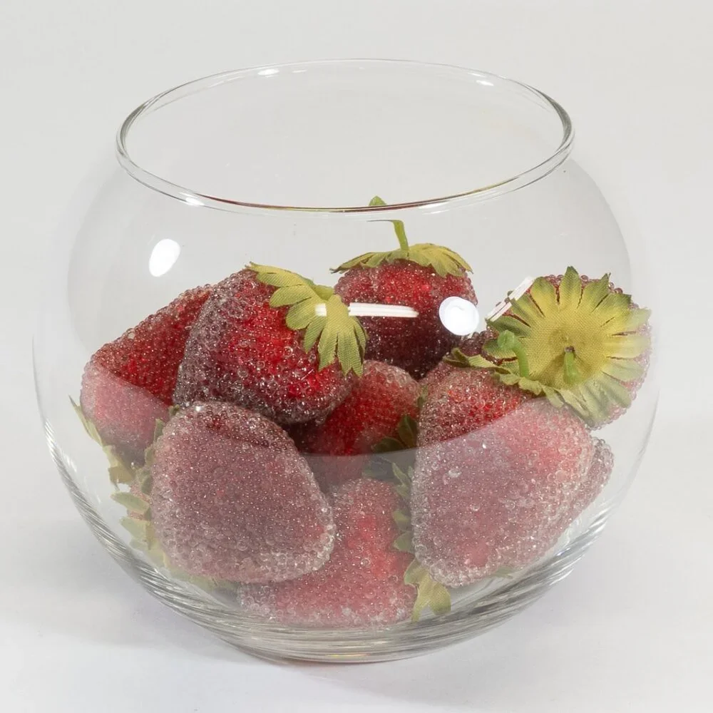 Pier One Imports Sugared Beaded Strawberries in Round Glass Bowl